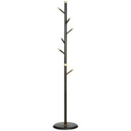Nordara Coat Rack Bamboo Coat Stand with Round Base in Dark Brown - thumbnail 1