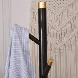 Nordara Coat Rack Bamboo Coat Stand with Round Base in Dark Brown - thumbnail 6