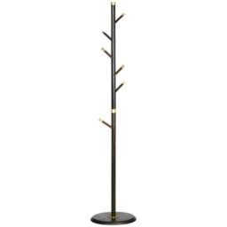 Nordara Coat Rack Bamboo Coat Stand with Round Base in Dark Brown - thumbnail 7