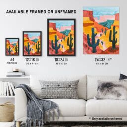 "Artery8 Grand Canyon Saguaro Cactus Arizona Landscape Framed Wall Art - Size: W12"" x H16""" - thumbnail 3