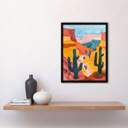 "Artery8 Grand Canyon Saguaro Cactus Arizona Landscape Framed Wall Art - Size: W12"" x H16""" - thumbnail 4