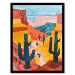 "Artery8 Grand Canyon Saguaro Cactus Arizona Landscape Framed Wall Art - Size: W12"" x H16""" - thumbnail 1