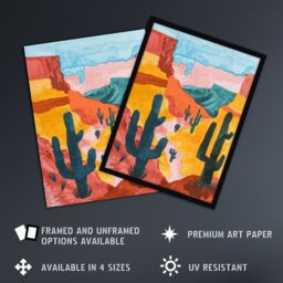 "Artery8 Grand Canyon Saguaro Cactus Arizona Landscape Framed Wall Art - Size: W12"" x H16""" - thumbnail 2