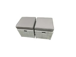 Fimous Rattan Garden Outdoor Furniture Set 11 Seater Garden Sofa Oblong Coffee Table Set with 2 Small Footstool 2 Side Tables Light Grey Mixed - thumbnail 6