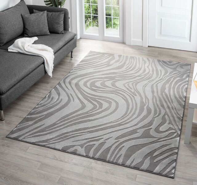 Desire Rugs Vellure Modern Living Room Area Rug Embossed Metallic Sheen Marble in Grey - Size: 160 cm x 230 cm - image 1