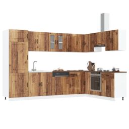 "Berkfield Home Kitchen Cabinet ""Kalmar"" with Double Basins Old Wood Engineered wood in Brown" - thumbnail 3
