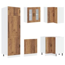 "Berkfield Home Kitchen Cabinet ""Kalmar"" with Double Basins Old Wood Engineered wood in Brown" - thumbnail 4