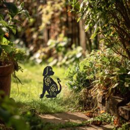 Nicoman Metal Dog Silhouette Garden Ornament Outdoor Garden Decor in Black - thumbnail 6