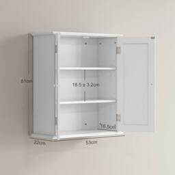 HOMCOM 3-Tier Bathroom Cabinet, Wall-Mounted Medicine Cabinet, White - thumbnail 3