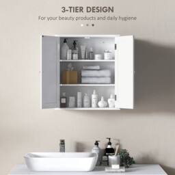 HOMCOM 3-Tier Bathroom Cabinet, Wall-Mounted Medicine Cabinet, White - thumbnail 4
