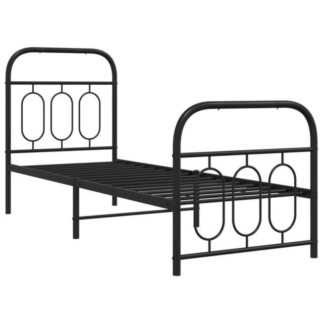 Berkfield Home Metal Bed Frame without Mattress with Footboard Black 75x190cm - Size: 75x190 cm - image 1