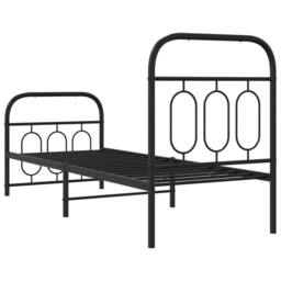 Berkfield Home Metal Bed Frame without Mattress with Footboard Black 75x190cm - Size: 75x190 cm - thumbnail 6