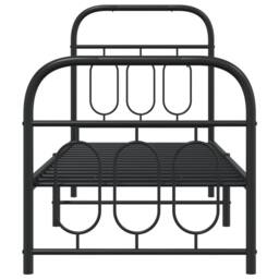 Berkfield Home Metal Bed Frame without Mattress with Footboard Black 75x190cm - Size: 75x190 cm - thumbnail 4