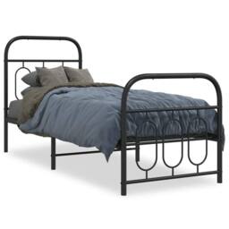Berkfield Home Metal Bed Frame without Mattress with Footboard Black 75x190cm - Size: 75x190 cm - thumbnail 3