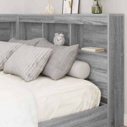 Berkfield Home Storage Headboard with Shelf Grey sonoma 120 cm Engineered wood - thumbnail 4