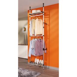 Berkfield Home Telescopic Wardrobe System with Rods & Shelf Aluminium in Silver - thumbnail 4