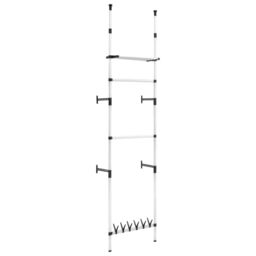 Berkfield Home Telescopic Wardrobe System with Rods & Shelf Aluminium in Silver - thumbnail 2