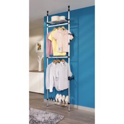 Berkfield Home Telescopic Wardrobe System with Rods & Shelf Aluminium in Silver - thumbnail 5