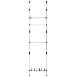 Berkfield Home Telescopic Wardrobe System with Rods & Shelf Aluminium in Silver - thumbnail 6