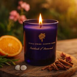 Nicola Spring 130g Patchouli & Rosewood Soy Candles - Pack of 3 - Sweet Creamy Glass in Blue - thumbnail 2
