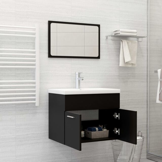 Berkfield Home Bathroom Furniture Set Black Engineered Wood - image 1