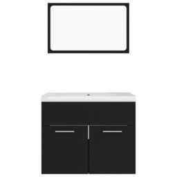 Berkfield Home Bathroom Furniture Set Black Engineered Wood - thumbnail 4