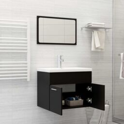 Berkfield Home Bathroom Furniture Set Black Engineered Wood - thumbnail 1
