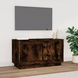 Berkfield Home TV Cabinet Smoked Oak 80x35x45 cm Engineered Wood in Brown - Size: 80 x 35 x 45 cm - thumbnail 1