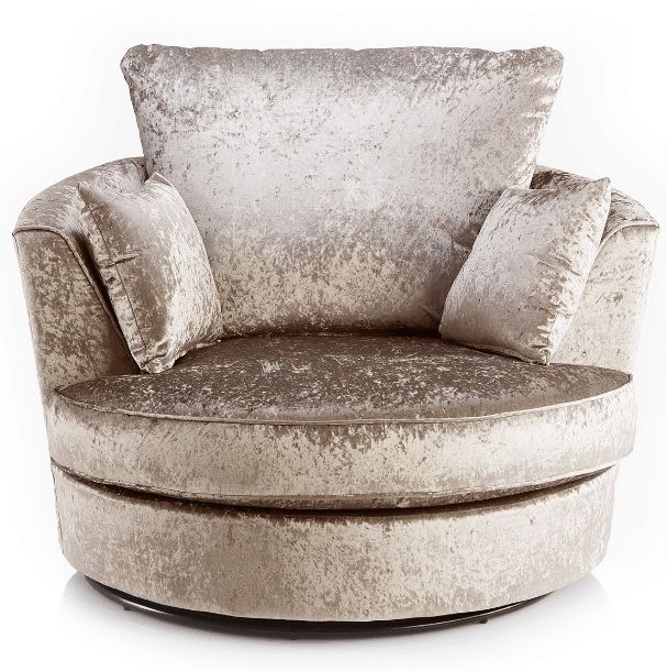 Furniture 786 Crushed Velvet Swivel Chair in Gold