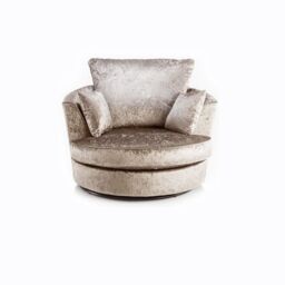Furniture 786 Crushed Velvet Swivel Chair in Gold - thumbnail 2