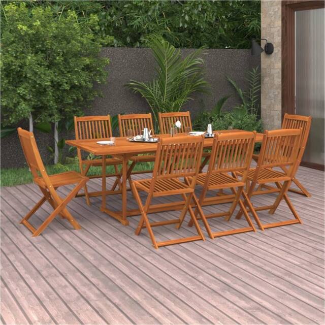 Berkfield Home 9 Piece Garden Dining Set Solid Acacia Wood in Brown - image 1