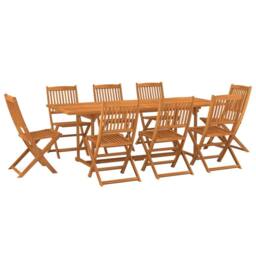 Berkfield Home 9 Piece Garden Dining Set Solid Acacia Wood in Brown - thumbnail 2