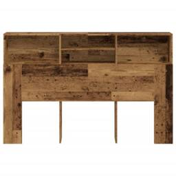 Berkfield Home Headboard Cabinet Old Wood 160x19x103.5 cm Engineered Wood in Brown - thumbnail 4