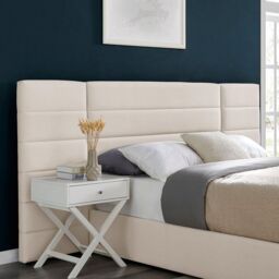Modish Furnishing Amara Biege Wide Panel Fabric Headboard Ottoman Storage Bed King Size in Beige - thumbnail 4