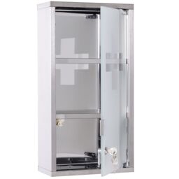 HOMCOM Wall Mounted Lockable Medicine Cabinet Stainless Steel in Silver - thumbnail 2
