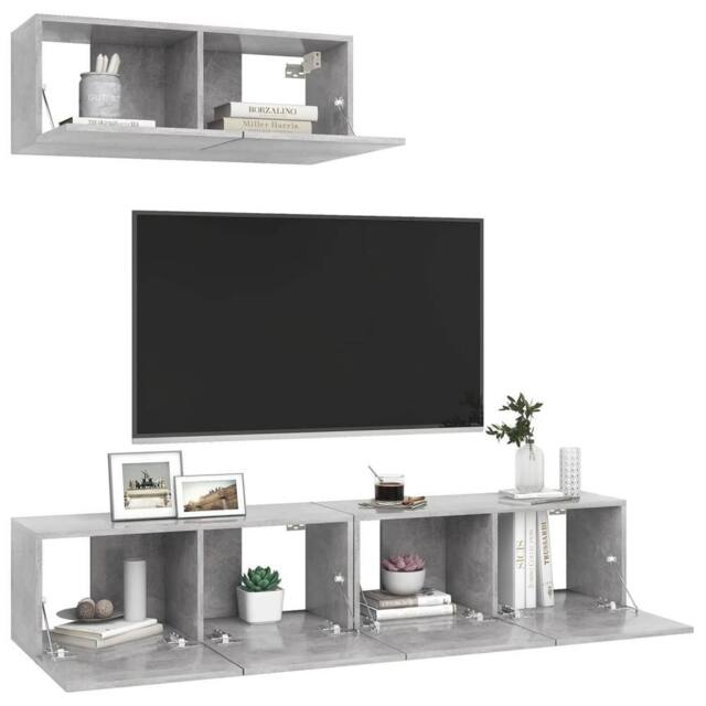Berkfield Home TV Cabinets 3 pcs Concrete Grey Engineered Wood - image 1