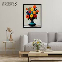 "Artery8 Floral Bouquet in Vase Framed Canvas Wall Art Print - Size: W12"" x H16""" - thumbnail 3
