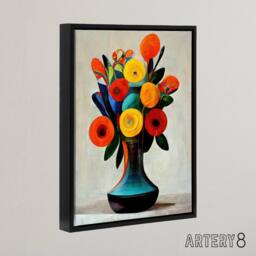 "Artery8 Floral Bouquet in Vase Framed Canvas Wall Art Print - Size: W12"" x H16""" - thumbnail 2
