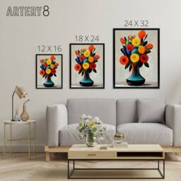 "Artery8 Floral Bouquet in Vase Framed Canvas Wall Art Print - Size: W12"" x H16""" - thumbnail 4