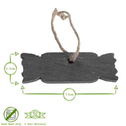 Nicola Spring Slate Christmas Tree Decorations - 7.5 x 2.5cm - Cracker - Pack of 6 in Grey - Size: 7.5 x 2.5 cm - thumbnail 3