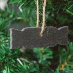 Nicola Spring Slate Christmas Tree Decorations - 7.5 x 2.5cm - Cracker - Pack of 6 in Grey - Size: 7.5 x 2.5 cm - thumbnail 5