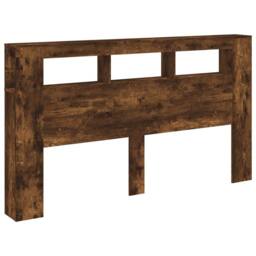 Berkfield Home LED Headboard Smoked Oak 180x18.5x103.5 cm Engineered Wood in Brown - thumbnail 3