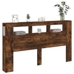 Berkfield Home LED Headboard Smoked Oak 180x18.5x103.5 cm Engineered Wood in Brown - thumbnail 5