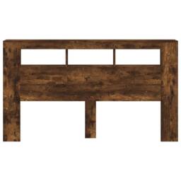 Berkfield Home LED Headboard Smoked Oak 180x18.5x103.5 cm Engineered Wood in Brown - thumbnail 6