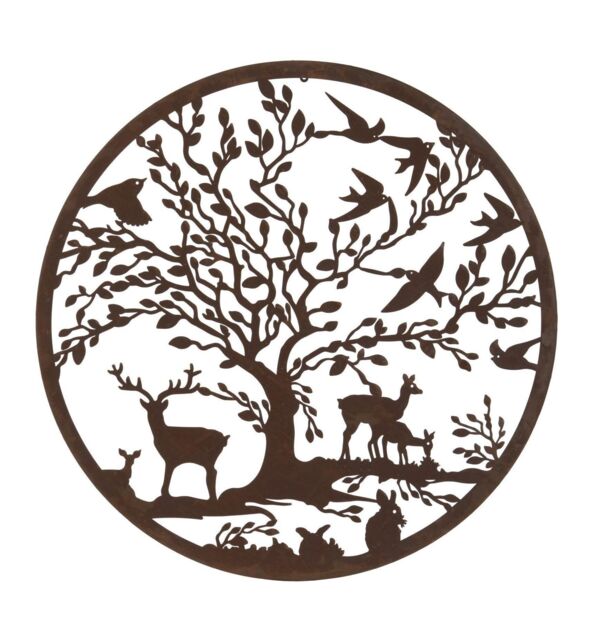 Inspirational Gifting Woodland Animals Garden Wall Screen 1m Diameter in Brown - image 1