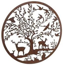 Inspirational Gifting Woodland Animals Garden Wall Screen 1m Diameter in Brown - thumbnail 4
