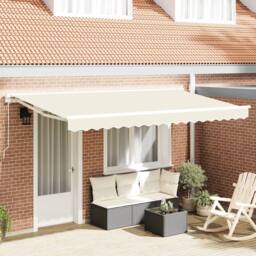 Berkfield Home Retractable Awning Manual Cream 350x200 cm - thumbnail 1