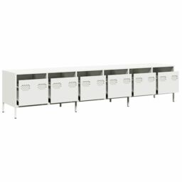 Berkfield Home TV Cabinet White 202x39x43.5 cm Cold-rolled Steel - thumbnail 4