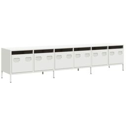 Berkfield Home TV Cabinet White 202x39x43.5 cm Cold-rolled Steel - thumbnail 2