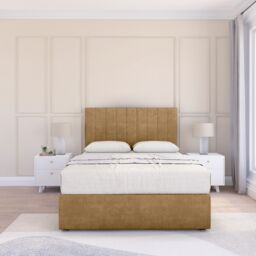 "Sloomy Kansas Plush Bed Set With No Drawers Mattress & 54"" Headboard in Light Brown - Size: Small Double" - thumbnail 2